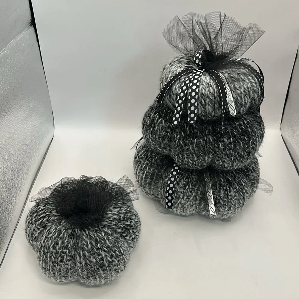 Charming Black and Gray pumpkin stack set